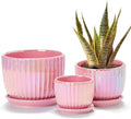 Ceramic Plant Pots 4+5.5+6.7 Inch Indoor Planters with Drainage & Saucers by TonSin