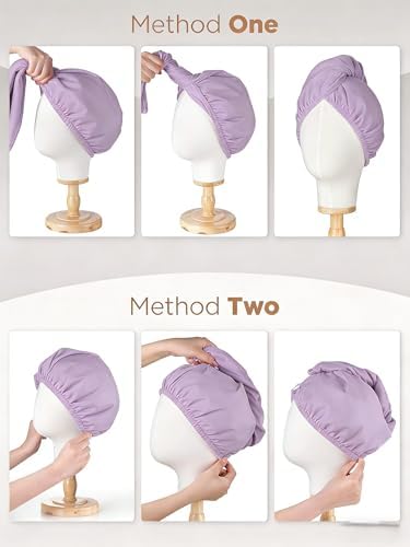 3 Pack Microfiber Hair Towel Wrap for Women, Fast Drying Hair Turban with Button, Anti-Frizz Large Hair Towel for All Hair Styles, Soft & Absorbent Hair Drying Towel - Image 5