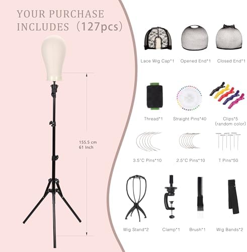 22" Canvas Wig Head Set with 61" Adjustable Tripod Stand - Image 2