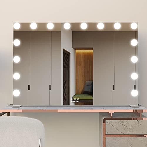 BEAUTME Hollywood Makeup Mirror, Tabletop/Wall-Mounted,911×180×616mm Silver - Image 3