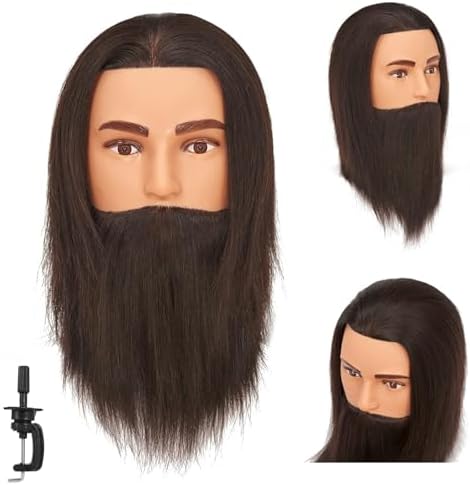 10" Male Mannequin Head 100% Human Hair for Hairdresser by Unknown