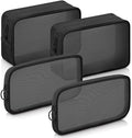 Weewooday 4Pcs Mesh Makeup Bag, Black, Large,Medium, Classic by Weewooday