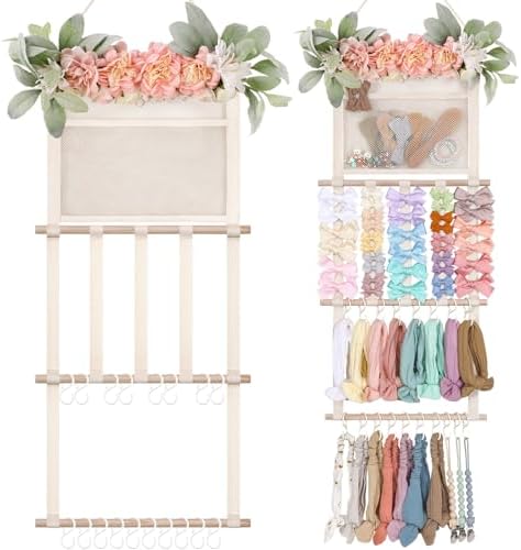 POVETIRE Headband Holder Hair Bows Organizer for Girls, Hair Accessories Display Storage Wall Hanging Decor for Baby Nursery Toddler Girls Room by POVETIRE
