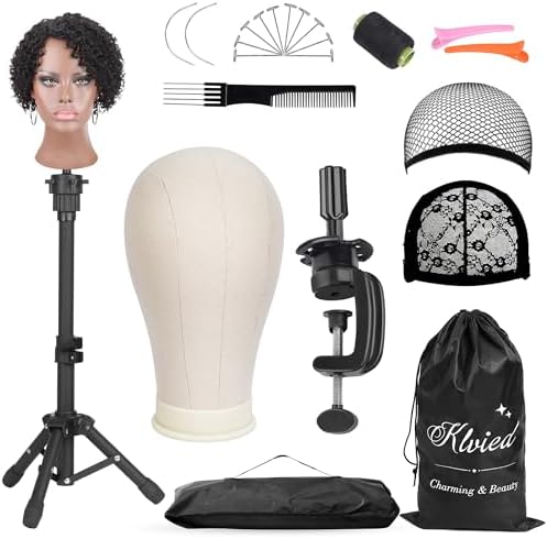 Klvied Desktop Wig Stand Set, Adjustable 15.4- 22.4 in by Klvied