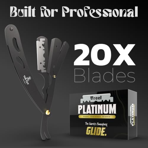 Professional Matte Black Barber Grooming Kit – Hair Cutting Scissors, Straight Razor with extra Razor Blades, Hair Comb & Leather Zipper Pouch – Complete Haircut, Beard & Mustache Trimming Set for Men - Image 3