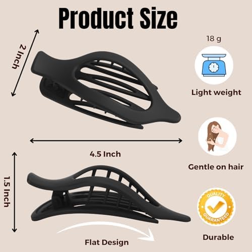 8 Pack Flat Brown Hair Clips – Neutral Matte French Brown Claw Clips for Women, Strong Hold Non-Slip Hair Barrettes for Everyday Office or Coffee Look - Image 2