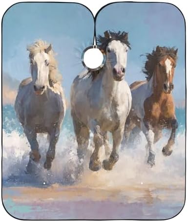 ALAZA Running Horse on Beach Barber Cape for Men Women, Waterproof Haircut Apron Beard Shaving Bib Hair Cutting Cloth 55 x 65 Inch by ALAZA