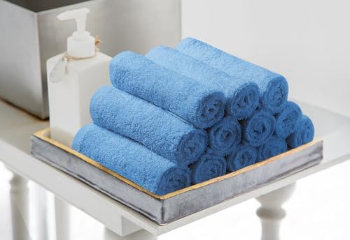 Avalon Towels Salon Towel - Sky Blue Hand Towels Bulk Pack of 24 - 100% Cotton Absorbent Spa, Facial & Gym Towel for Working Out - 16x27 Inches (Not Bleach Proof) - Image 3
