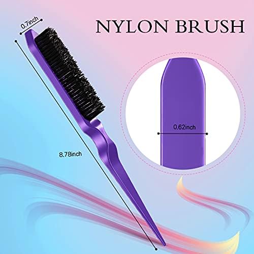 Geiserailie 3 Pcs Slick Back Hair Brush Set Bristle Brush, Purple - Image 3
