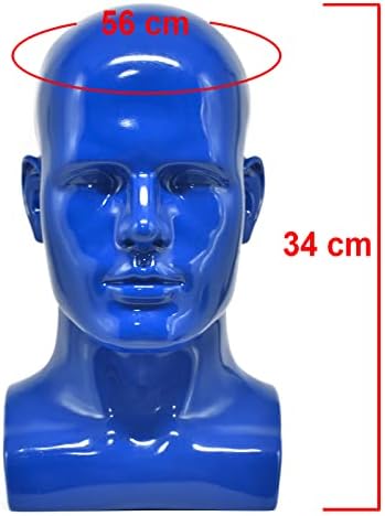 FanLin Male Mannequin Head Professional Manikin Head for Display Wigs Hats Headphone Mask Sunglasses Jewelry and Scravat Display Stand (Bright Blue) - Image 2