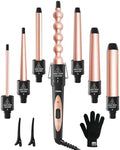 Ohuhu 7 in 1 Curling Wand Set, 0.35"-1.25" Interchangeable Ceramic Barrels by Ohuhu