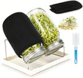 Lulonpon Sprouting Kit, 2 Sprouting Jar Kits, Wide Mouth Quart Mason Jars with Stainless Steel Screen Sprout Lids,1000ml Sprouts Growing Kit, Seed Sprouter Set for Growing Broccoli, Bean, Alfalfa by Lulonpon