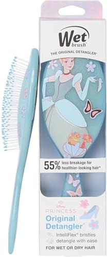 Wet Brush Disney Princess Cinderella Original Detangler Hair Brush, Pain-Free Knot Removal, Flexible Bristles Detangle Wet or Dry Strands, Works on All Hair Types, Ergonomic Handle, Reduces Breakage by WetBrush