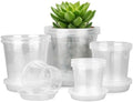 FUIJOL 4/5/6/7 Inch Clear Nursery Pots for Plants with Sacuers 20 Pack, Plastic Flower Pots with Drainage Holes, Variety Pack Seedlings Garden Pot for Indoor Outdoor (4+5+6+7 inch) by FUIJOL