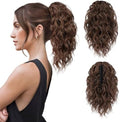 Flufymooz Ponytail Extension, 12" Short Claw Ponytail Extension Wavy Curly Jaw Clip in Pony tails Hair Extension Natural Synthetic Hairpiece for Women (Medium Auburn Brown) by Flufymooz