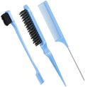 Geiserailie 3 Pcs Slick Back Hair Brush Set Bristle Brush, Light Blue by Geiserailie