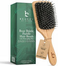 Boar Bristle Paddle Brush for Long & Thick Hair, Works on Dry & Wet Hair by BeautybyEarth