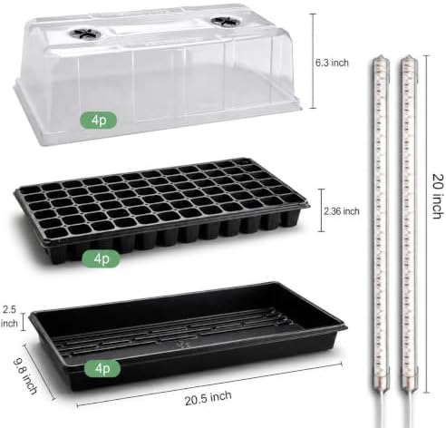 4-Pack 1020 Trays with Grow Light & 72 Cell Plug & 6.3" Tall Humidity Domes - Image 6