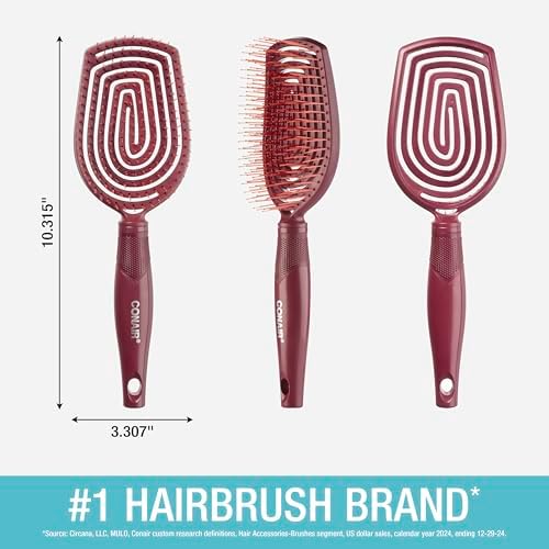 Conair Hair Brush, Scalp Care Detangling, Dual Flex Bristles, Red - Image 6