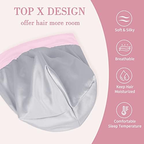 Fittia Satin Lined Sleep Bonnet, Adjustable Non-Slip Cap For Locs, Medium - Image 6