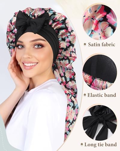 AWAYTR Reversible Long Satin Hair Bonnet for Braids Sleeping Women - Image 4