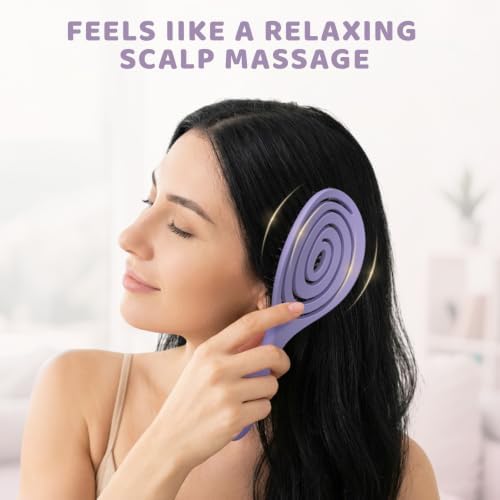 SHINLEA Detangle Hair Brush, Detangling Wet & Dry Spiral Hairbrush for Women, Men, Kids, Vented Detangler for Blow Drying, Glide Through Tangles For All Hair Types (Purple) - Image 4