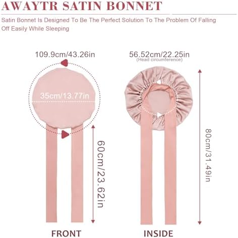 AWAYTR Wide Band Satin Bonnet, Tie-Band Sleep Cap for Curly Hair Women - Image 5