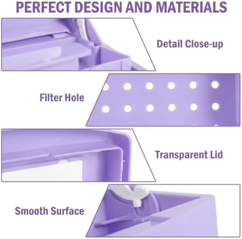 YoleShy Nail Tool Cleaning Box Purple Plastic Clean Container for Tweezers - Image 5