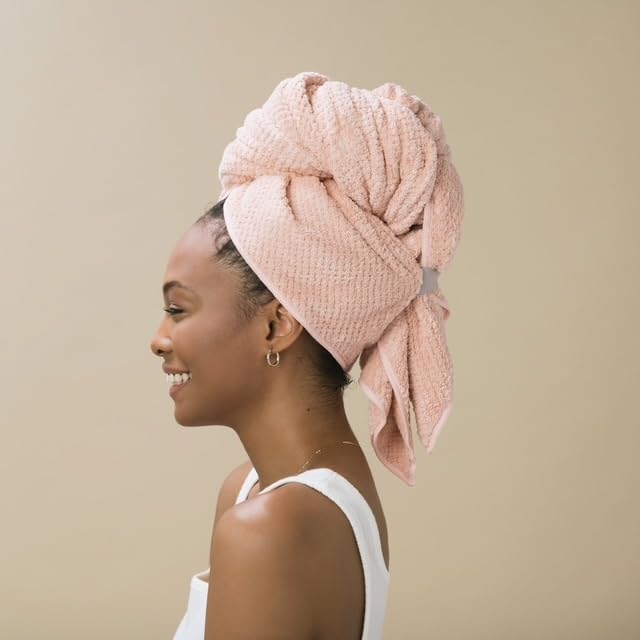 VOLO Hero Hair Towel – Ultra Soft Nanoweave™ Microfiber, Super Absorbent Quick Dry, Reduces Dry Time 50%, Anti-Frizz & Breakage, Secure Snug Strap, Large Wrap for All Hair Types - Cloud Pink - Image 5