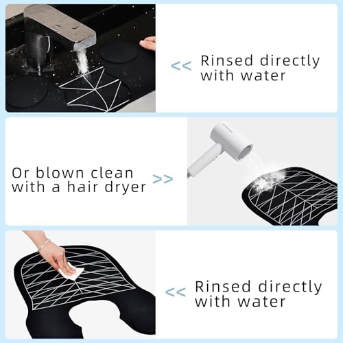 Professional Hair Cutting Cape with Geometric Grid Pattern, Longer Silicone Waterproof Cutting Mat,Neck Guide - Image 3