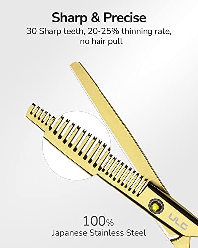 Hair Thinning Scissors Cutting Teeth Shears Professional Barber ULG Hairdressing Texturizing Salon Razor Edge Scissor Japanese Stainless Steel with Detachable Finger Ring 6.5 inch, Gold - Image 5
