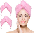 Microfiber Hair Towel Hair Wrap: 2 Pcs 10X26 Hair Dryer Women (Pink) by YoulerTex