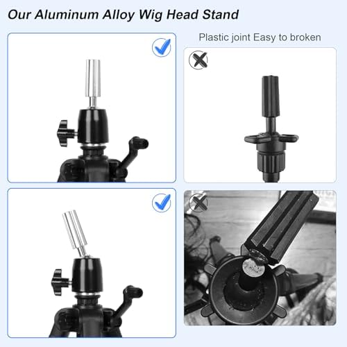 62" Adjustable Wig Stand Tripod, Mannequin Head Stand for Styling - Image 5
