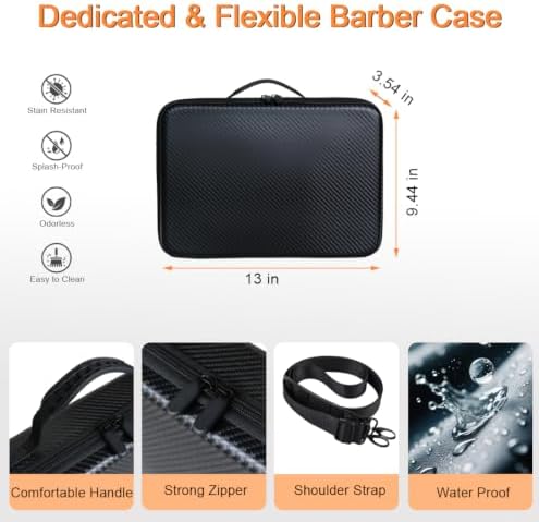Professional Barber Case with Shoulder Strap, Hard Shell Travel Barber Bag for Clippers and Supplies, Shockproof Clipper Storage Case， Sleek Alternative to Barber Supplies Backpack (Case Only, Black) - Image 5