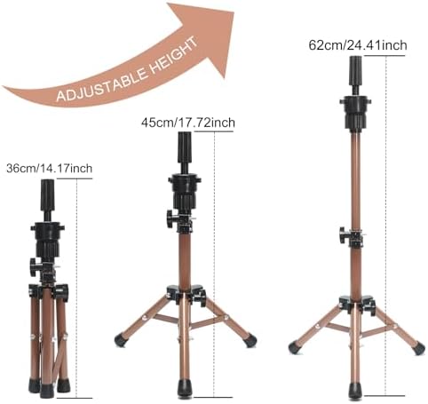 Ailsa 25" Wig Stand Tripod Adjustable Mannequin Head Stand Metal Mini Wig Head Stand for Training Mannequin Heads and Canvas Block Head (Rose pink) - Image 2