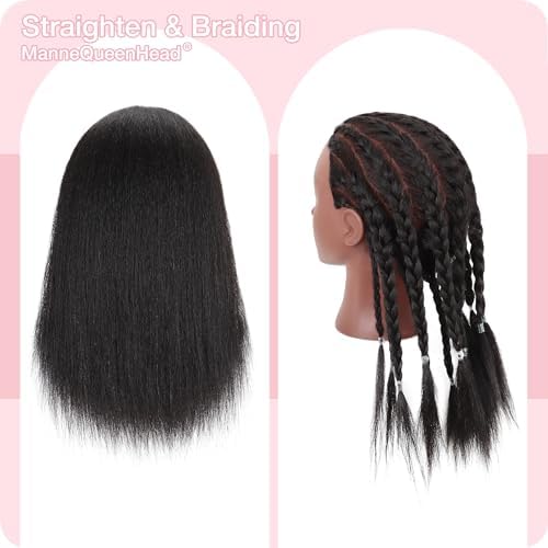 14" Mannequin Head Human Hair for Braiding Styling with stand - Image 2