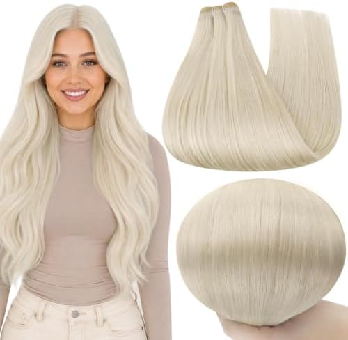 Full Shine Sew In Extensions Human Hair White Blonde 20 Inch 105g by FullShine