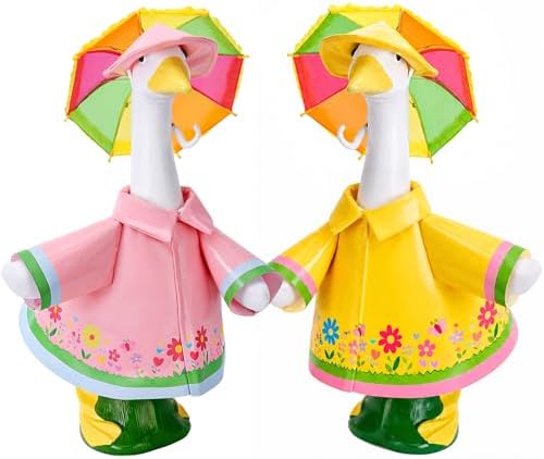 DECOHS 2 Set Raincoat Porch Goose Outfits, Summer Lawn Goose Statue Cloth by DECOHS