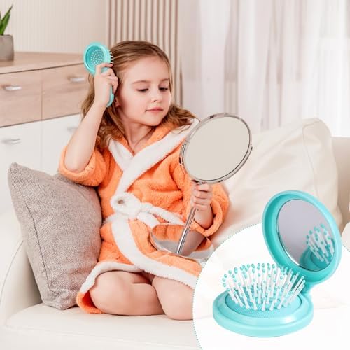 RHOS Folding Brush with Mirror for Women, Men & Kids - Compact, Portable, and Foldable for Travel, Purse or Pocket (Blue) - Image 6
