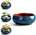 6-Inch Glazed Ceramic Shallow Lotus Water Plant Bowl Planter by Smowfes