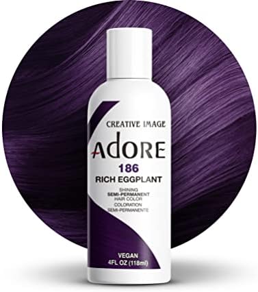 Adore Semi Permanent Hair Color, 186 Rich Eggplant, 4 Fl Oz by Adore