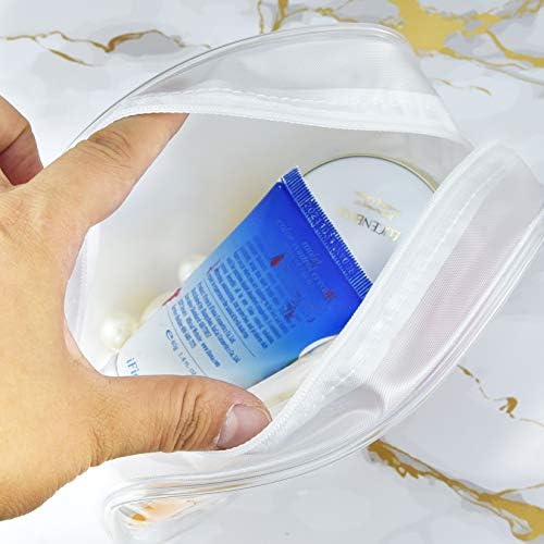 Wobe 5 Packs Clear Cosmetics Bag TSA Approved, PVC Zippered Toiletry Carry Pouch Portable Makeup Bag for Vacation Travel, Bathroom and Organizing Waterproof Makeup Vinyl Case (Medium, White) - Image 5