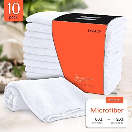 TASALON Microfiber Salon Hair Towels 10 Pack, 29" x 16" Ultra-Soft, White - Image 7