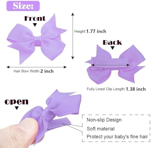 Baby Hair Clips for Girls 50PCS - 2" Girls Fully Lined Bows Hair Pins Tiny Hair Bows Alligator Clips for Baby Girls Infants Toddlers in Pairs - Image 2