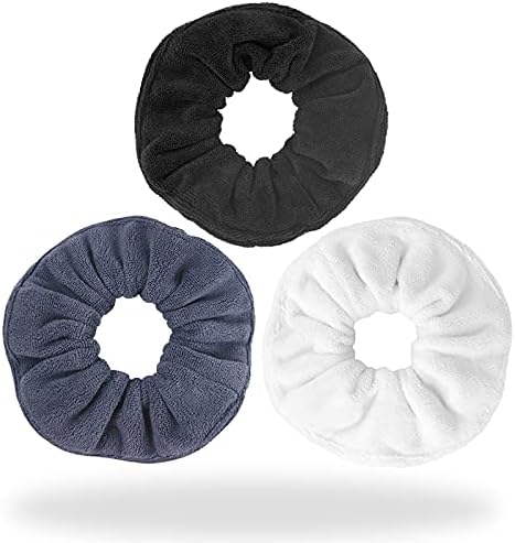Hair Drying Towel Scrunchies - Terry Cloth Scrunchie Large Microfiber Hair Ties for Frizz Free Women Girls Thick Fuzzy Scrunchy Bobbles Hair Bands Ropes Ponytail Holder Wet Hair Accessories by wokelai