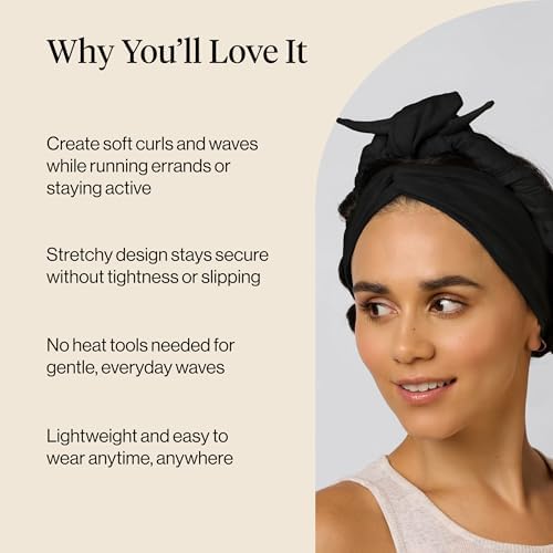 Kitsch Set & Flow Active Heatless Curling Headband For Women - Black, 1pc - Image 3