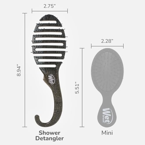 Wet Brush Shower Hair Brush Detangler - Exclusive Ultra-soft IntelliFlex Bristles - Minimizes Pain And Protects Against Split Ends and Breakage - Comb For Women, Men, Wet & Dry Hair - Black Glitter - Image 5