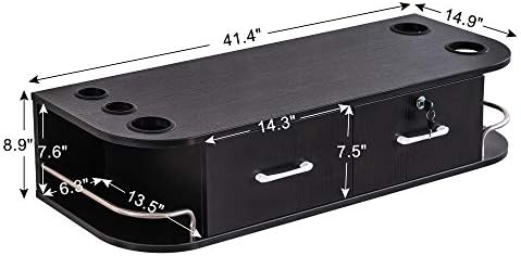 BarberPub Wall Mount Styling Station with Lockable Drawer (Black) - Image 4