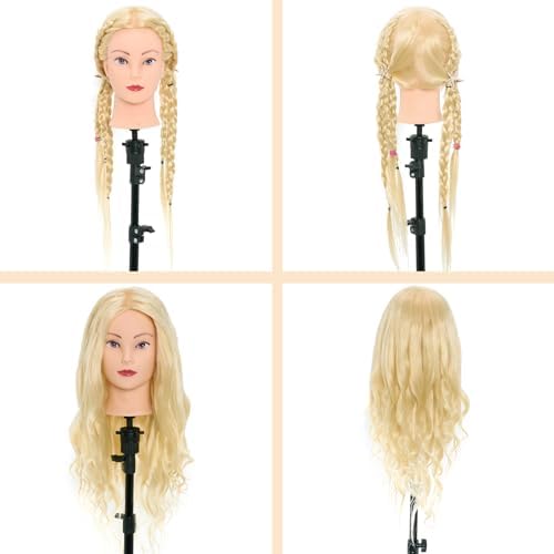 28" Mannequin Head Human Hair 80% Real Hair Mannequin Head for Hairdresser - Image 5