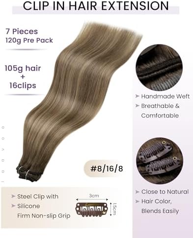 LaaVoo Clip In Hair Extensions, For Women, 14 Inch - Image 2